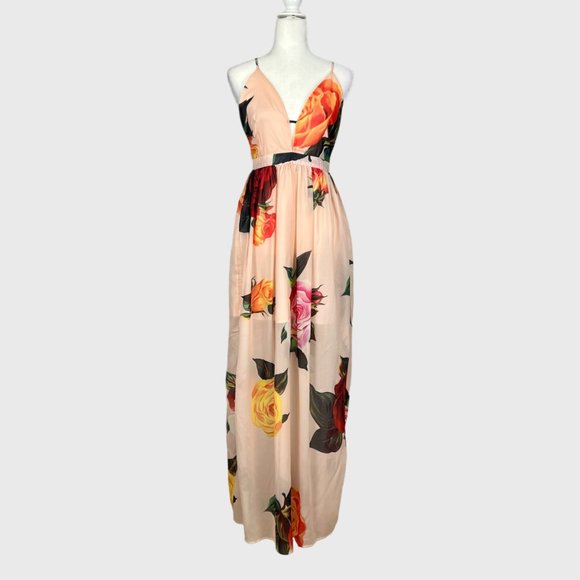 L’Atiste by Amy Peach Floral Chiffon Sleeveless Maxi Dress Open Back size Small - Picture 5 of 16